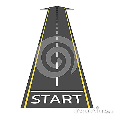 Road or asphalt highway concept with start line, arrow and horizon perspective. Vector illustration Vector Illustration